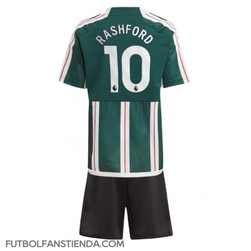 Manchester United Marcus Rashford #10 Segunda Equipación Niños 2023-24 Manga Corta (+ Pantalones cortos)